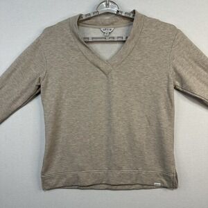 Orvis‎ Women's Small Pullover Sweatshirt V Neck Soft Modal Blend Beige